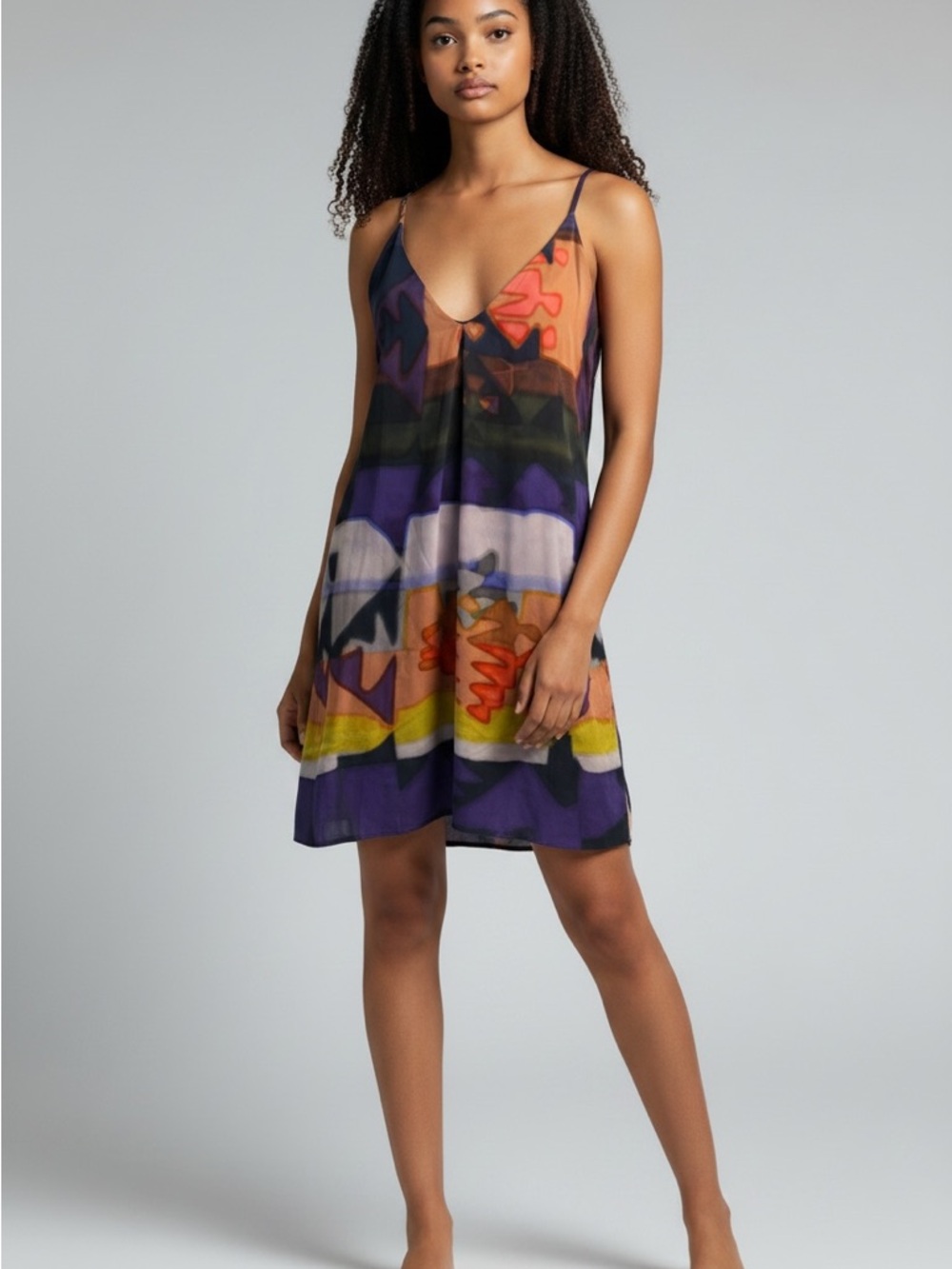 Alice + Olivia Silk Camisole Dress Abstract Print Slip Mini S